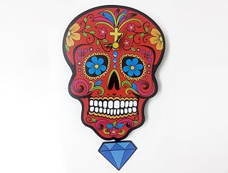 Red Sugar Skull - Day of the Dead -Dia de Los Muertos - Calavera - Pendulum Wall Clock