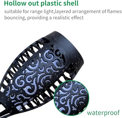 Miniatura 4 de BINNEKER Paquete de 8 luces solares para exteriores, luces solares de antorcha con efecto de llama parpadeante, luces solares de llama para fiestas