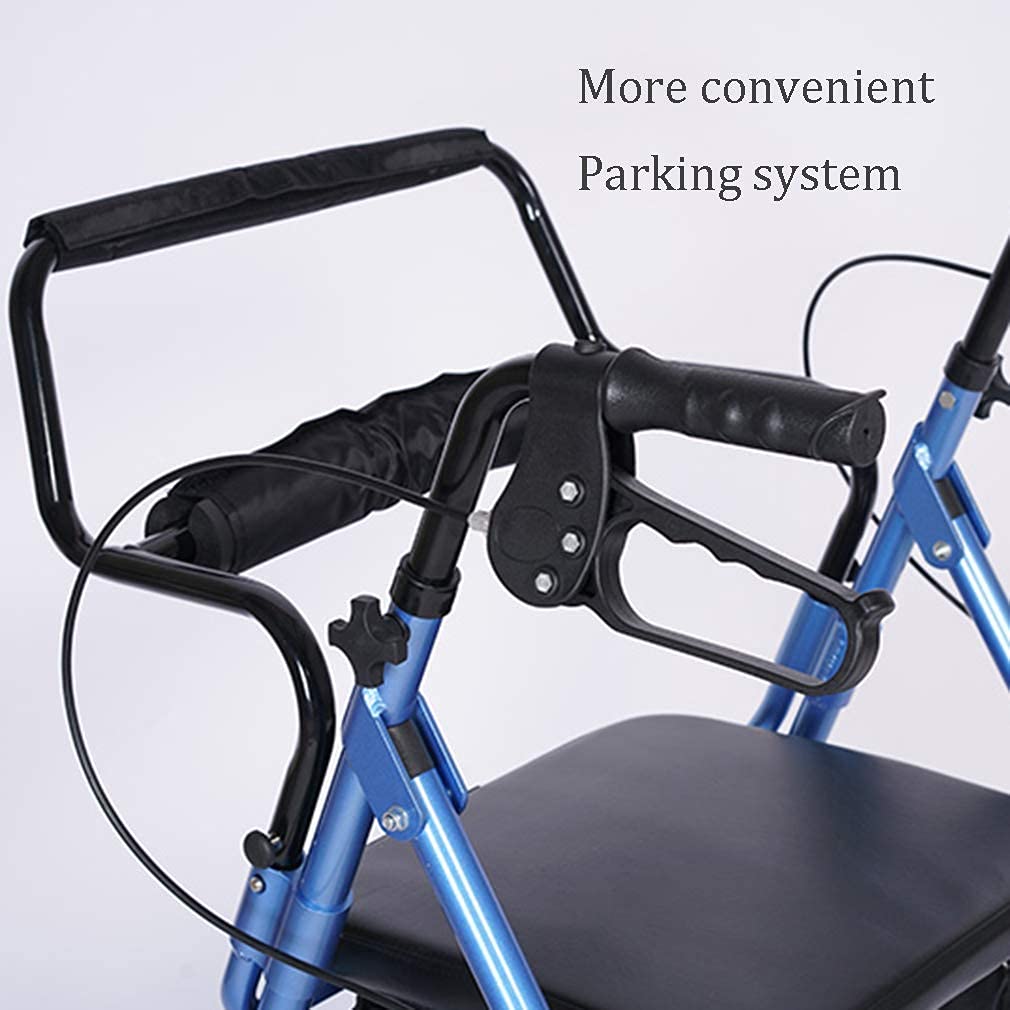 walkerfoldable drive pomoce do chodzenia z wygodnym oparciem, pomoce do chodzenia 4 koła przenośne, podwójny układ hamulcowy walker, używane do chodzenia dla seniorów, blue walker