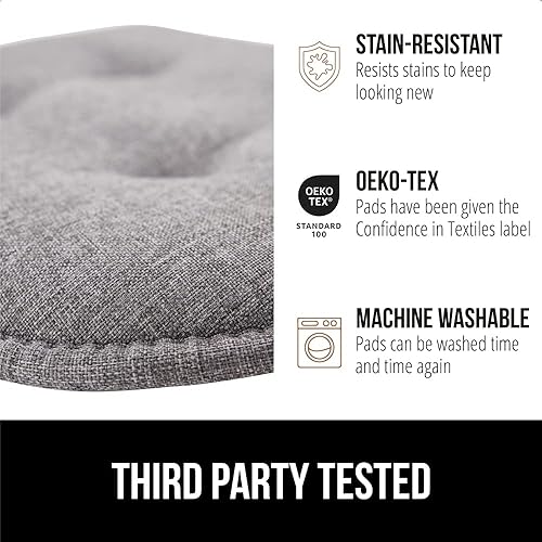 Miniatura 5 de GORILLA GRIP Juego de 6 cojines antideslizantes para silla, no requieren ataduras, juego de 6 almohadillas de espuma viscoelástica para comedor,