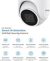 Vista 4 de (Compatible con Hikvision) H.VIEW Cámara POE para exteriores de 5 MP con torreta de seguridad IP, visión nocturna IR de 100 pies, lente fija