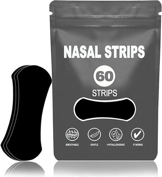 Nasal Strips for Snoring(60 Count),Nose Strips for Breathing,Snoring Solution,Nose Strips,Breath Strips,Nose Opener for Breathing Sleep,Oil & Sweat Proof High-Adhesive Patch,Better Sleep & Anti Snore
