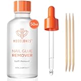 50 ML Nail Glue Remover for Press On Nails, Upgrade Clear Stick On Nails Remover for Acrylic Tips, Nail Polish Remover with Wood Stick