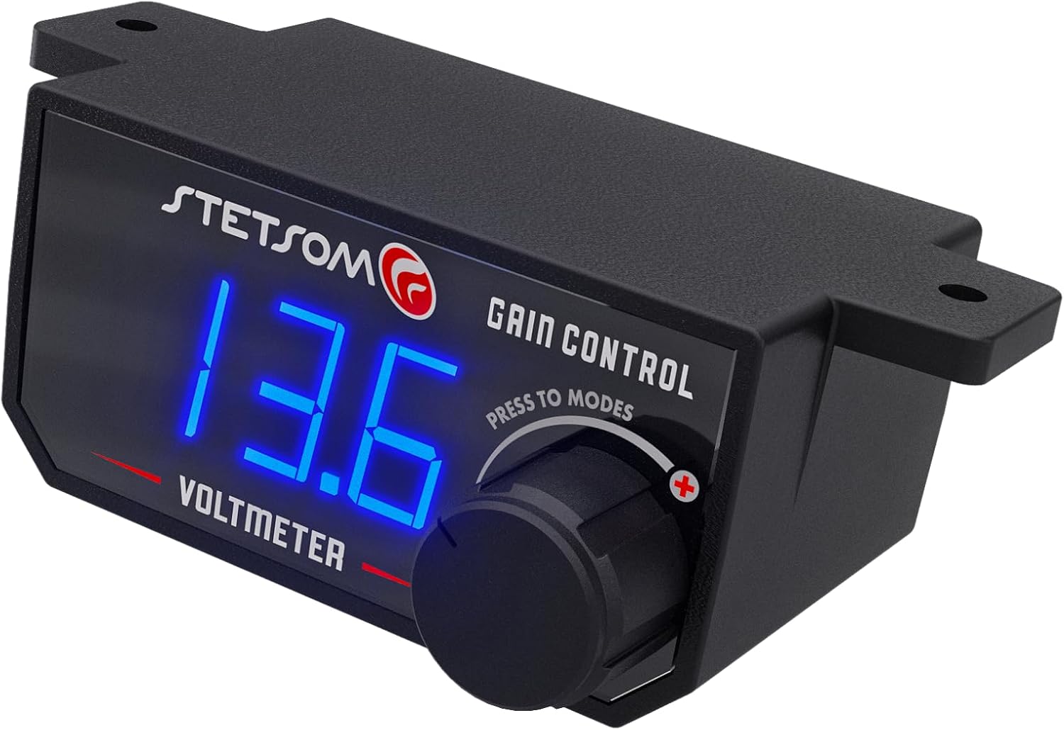 Stetsom 4in1 - Universal Bass Knob with Voltmeter, Gain Control + On/Off Switch + High to RCA Input Converter, Blue LED Display, One Touch On/Off Display, Continuous Touch On/Off Amplifier