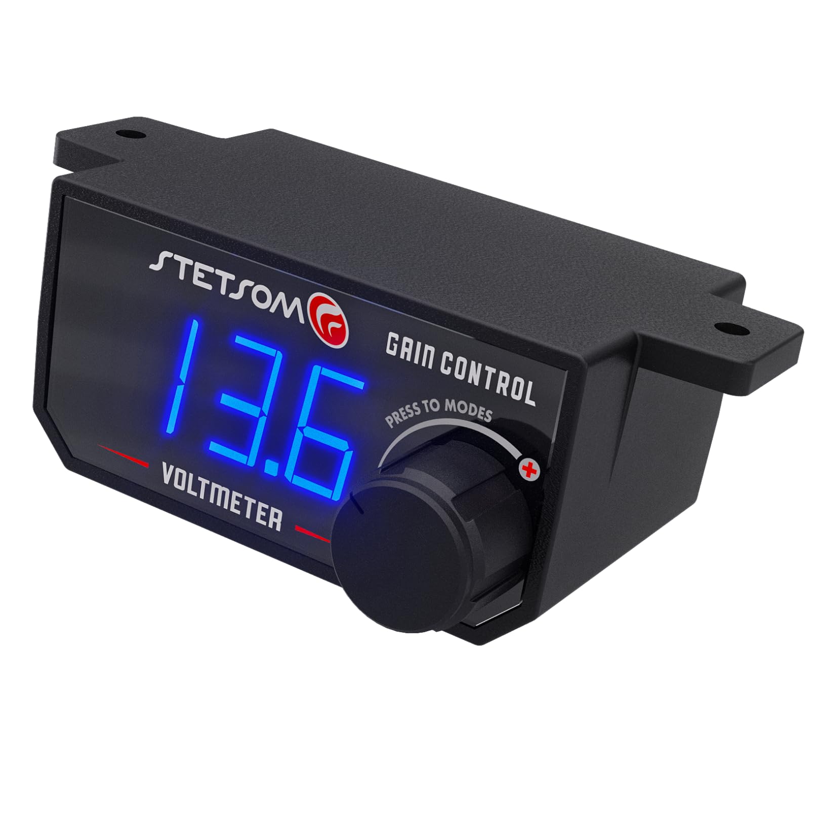Stetsom Manopola universale per basso 4 in 1 con voltmetro, controllo guadagno, interruttore on/off, convertitore alto-RCA, display LED blu per amplificatore