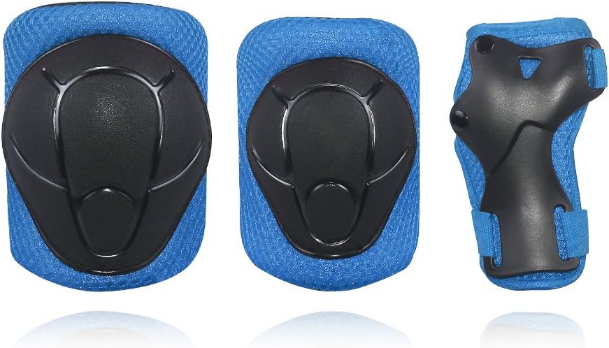 LANOVAGEAR Knee Elbow Pads with Wrist Guard Adjustable Toddler to Adult 6PCS Protective Gear Set for Multi Sports Cycling Bicycle Skateboarding