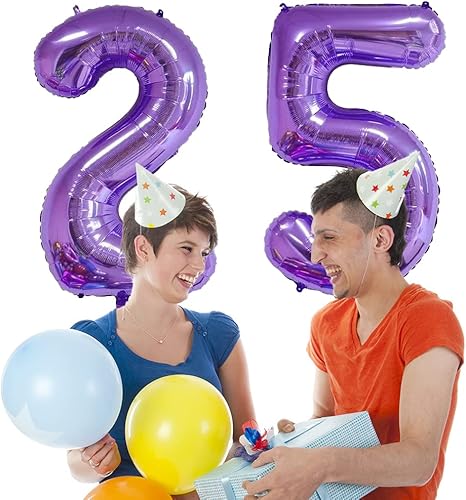 Miniatura 6 de Globos digitales del número 25 de 40 pulgadas, globos del alfabeto, globos de cumpleaños del número 25, globos de helio, globos grandes para