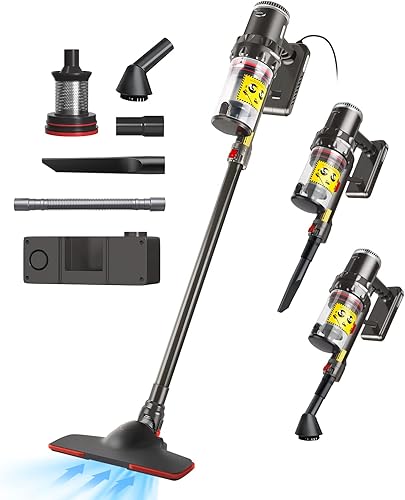 Miniatura 1 de GOXIFACA Aspiradora de palo con cable, potente aspiradora de succión de 600 W, 20 KPa, taza de polvo de 1.5 L, aspiradora doméstica ligera 5 en 1