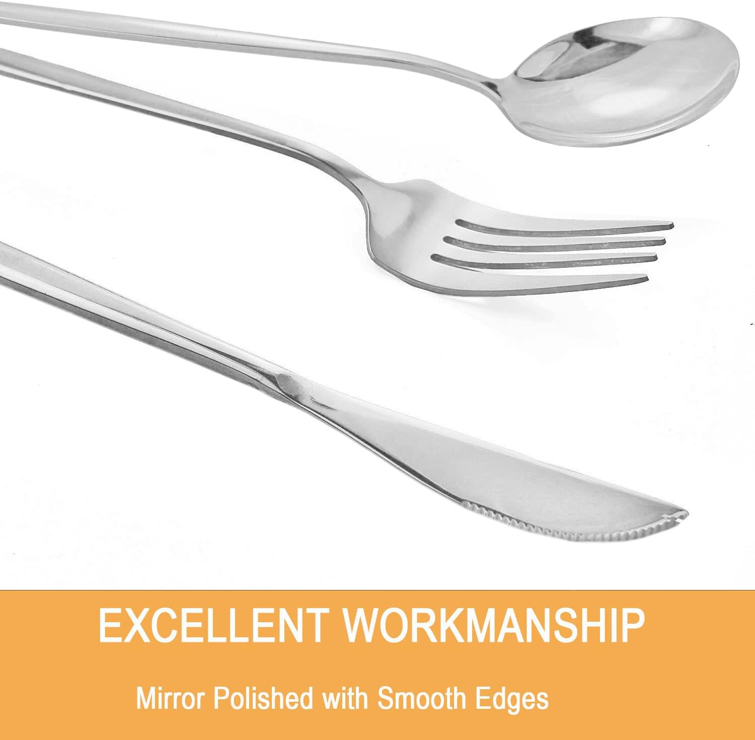 24-Piece Silver Korean Silverware Sets Mirror Polished Stainless Steel Modern Flatware Cutlery Set Service for 6 Including Forks Spoons Knives Kitchen(Silver)