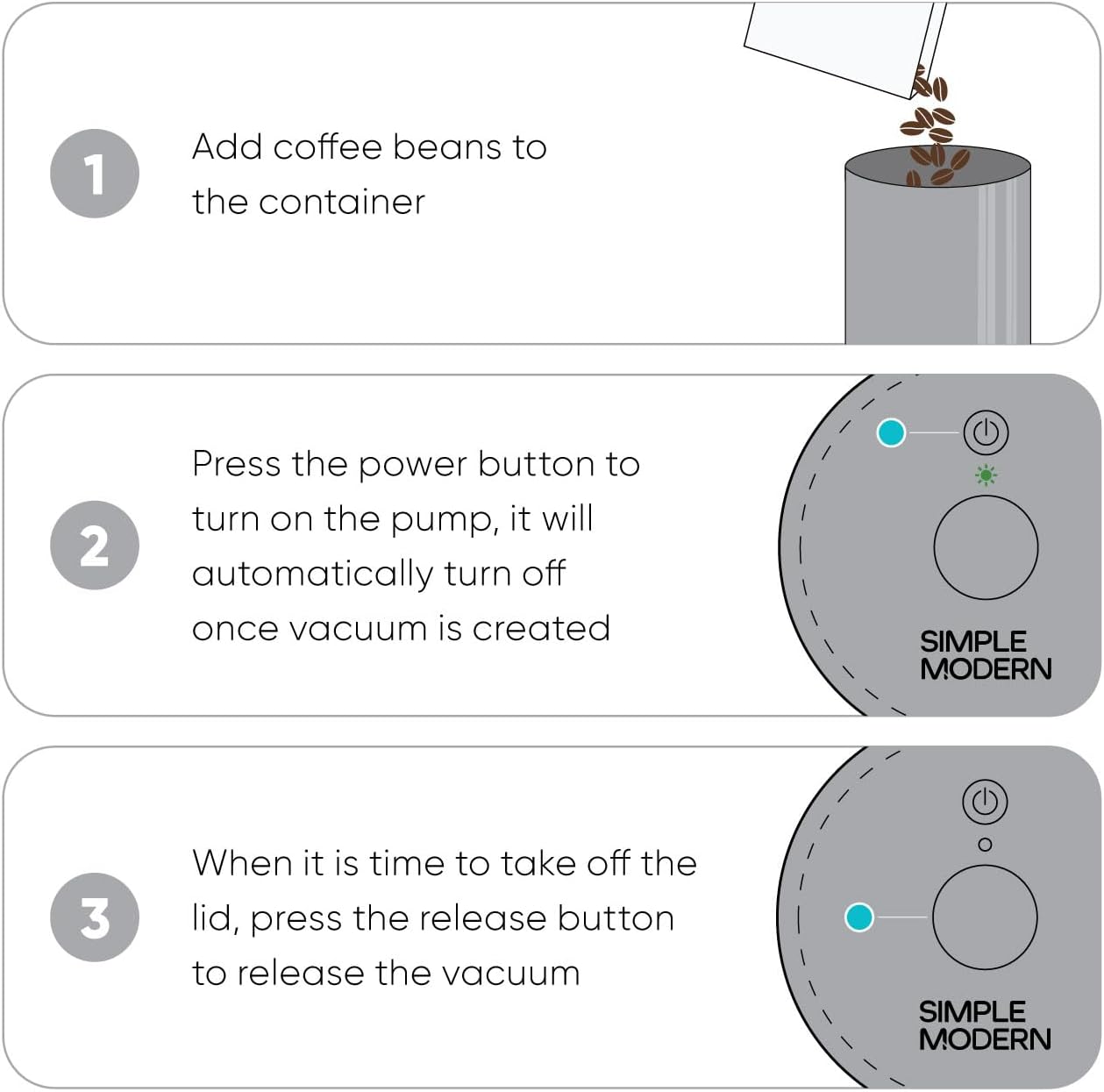 Simple Modern Delta Coffee Canister | Airtight Vacuum Seal with Auto-Reseal Technology | Ceramic Lined Stainless Steel Container for Coffee Grounds, Beans, Tea | 1.1L, Midnight Black - Image 3