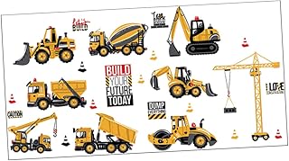 NUSITOU Adesivos infantis adesivos infantis adesivos infantis adesivos infantis adesivos para crianças quarto faça você mesmo adesivo infantil engenharia construção decoração caminhão parede crianças decalques de parede