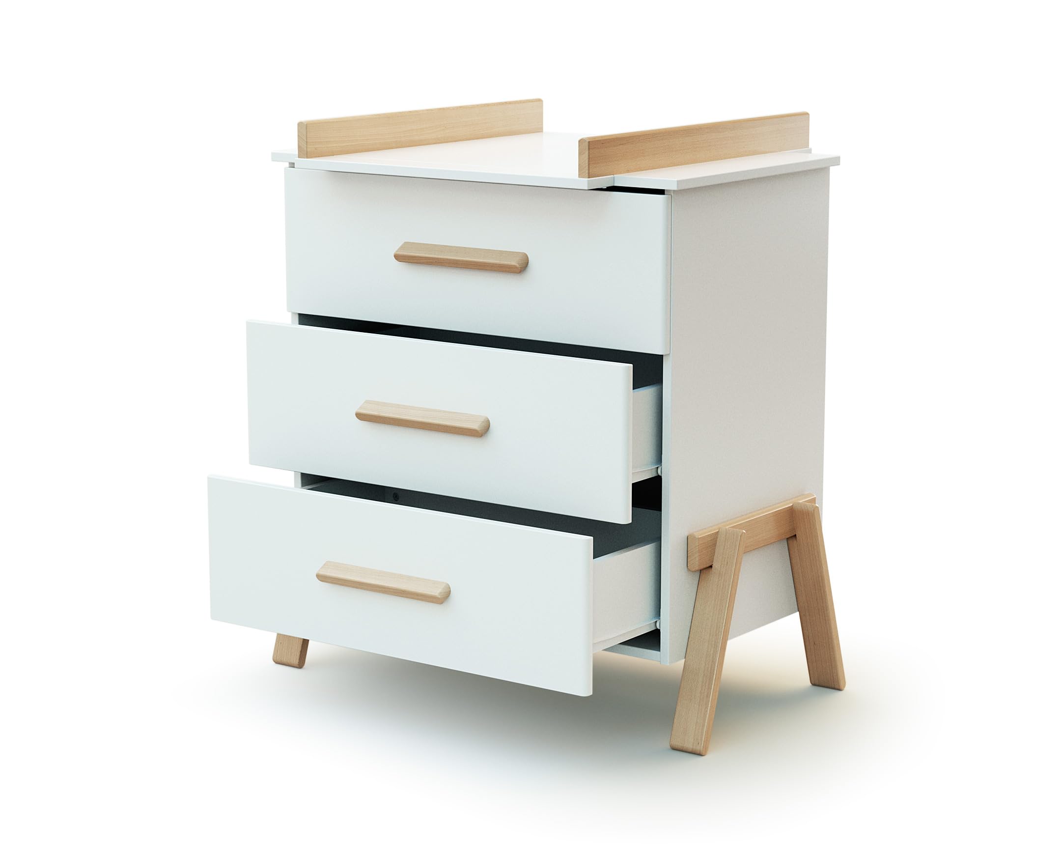 AT4 - Cassettiera fasciatoio 3 cassetti Canaille legno - Bianco/Faggio natural - 87 x 66 x 94 cm