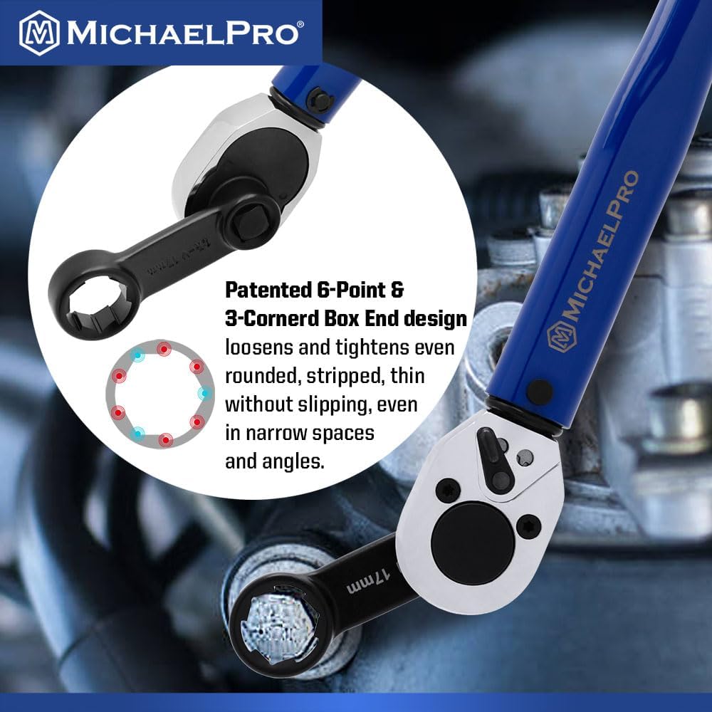 MichaelPro 12-Piece Box End Torque Adapter Extension Set, Non-Slip Biting Grip, 3/8 Torque Adapter Metric, 2-Inch Extensions for Torquing in Hard to Reach Places, Torque Wrench Extension Adapter