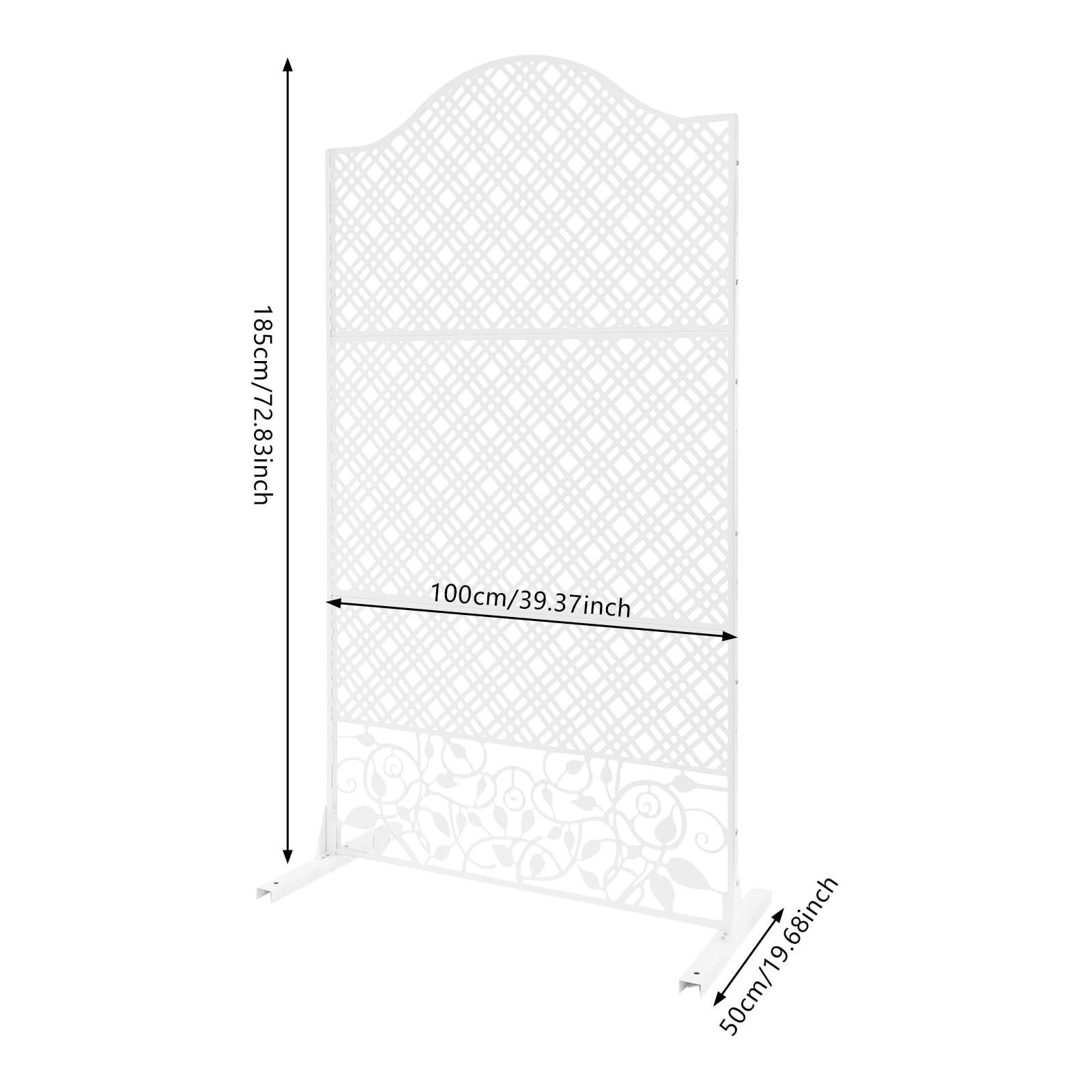 Protección visual de metal blanco, privacidad de acero para exteriores, divisor decorativo de habitaciones, para salón, comedor, vestidor, apartamentos 100 x 50 x 185 cm