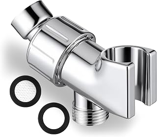 Universal Shower Head Holder for Hand Held Showerheads Adjustable Shower Arm Bracket Silver Plastic Showerhead Holder 360° Flexible Rotation Wall Showers Adapter and Holders for Handheld Showerheads