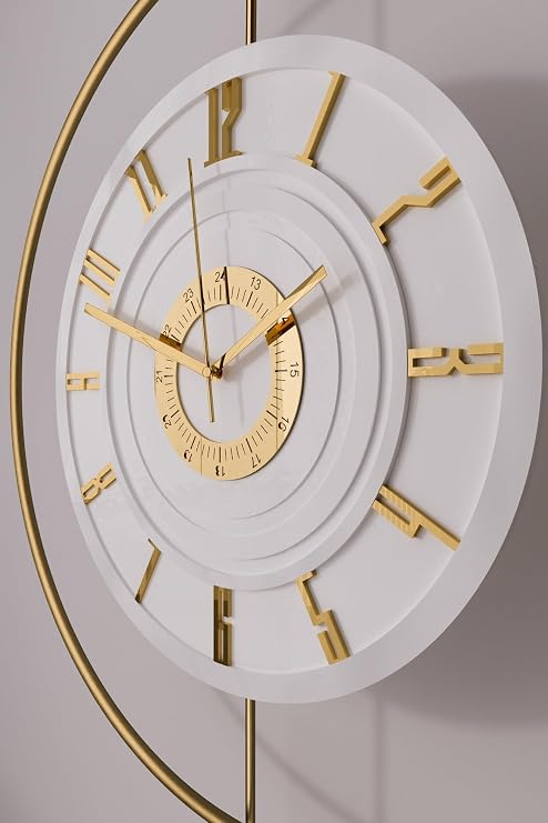 MetaQuartz Aksesuar Led’li Gold 7-24 Kristal - Büyük Boy (50X75CM)-(3 ADET PİL HEDİYE) Dekoratif MetalDuvar Saati 40 lık gold 75 x 50