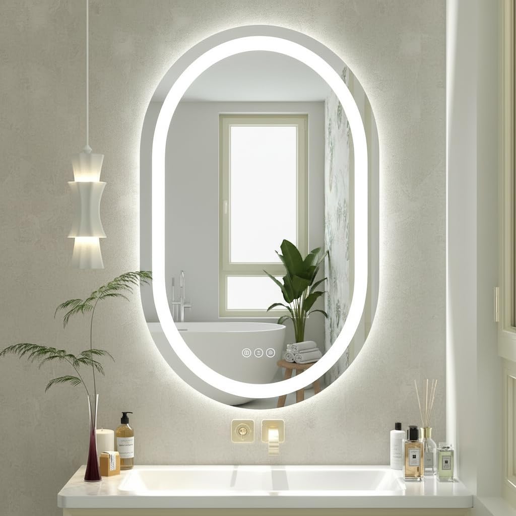 Oval LED Mirror with Touch Sensor & 3 Light Modes -6