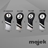 Vista 3 de Fundas para cabezas de golf de cuero blanco y negro estilo 1, 3, 5, X Driver y Fairway Head Covers para conductores de 460 cc