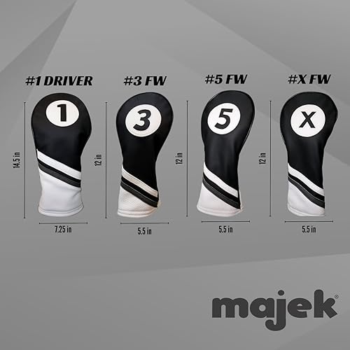Miniatura 3 de Fundas para cabezas de golf de cuero blanco y negro estilo 1, 3, 5, X Driver y Fairway Head Covers para conductores de 460 cc