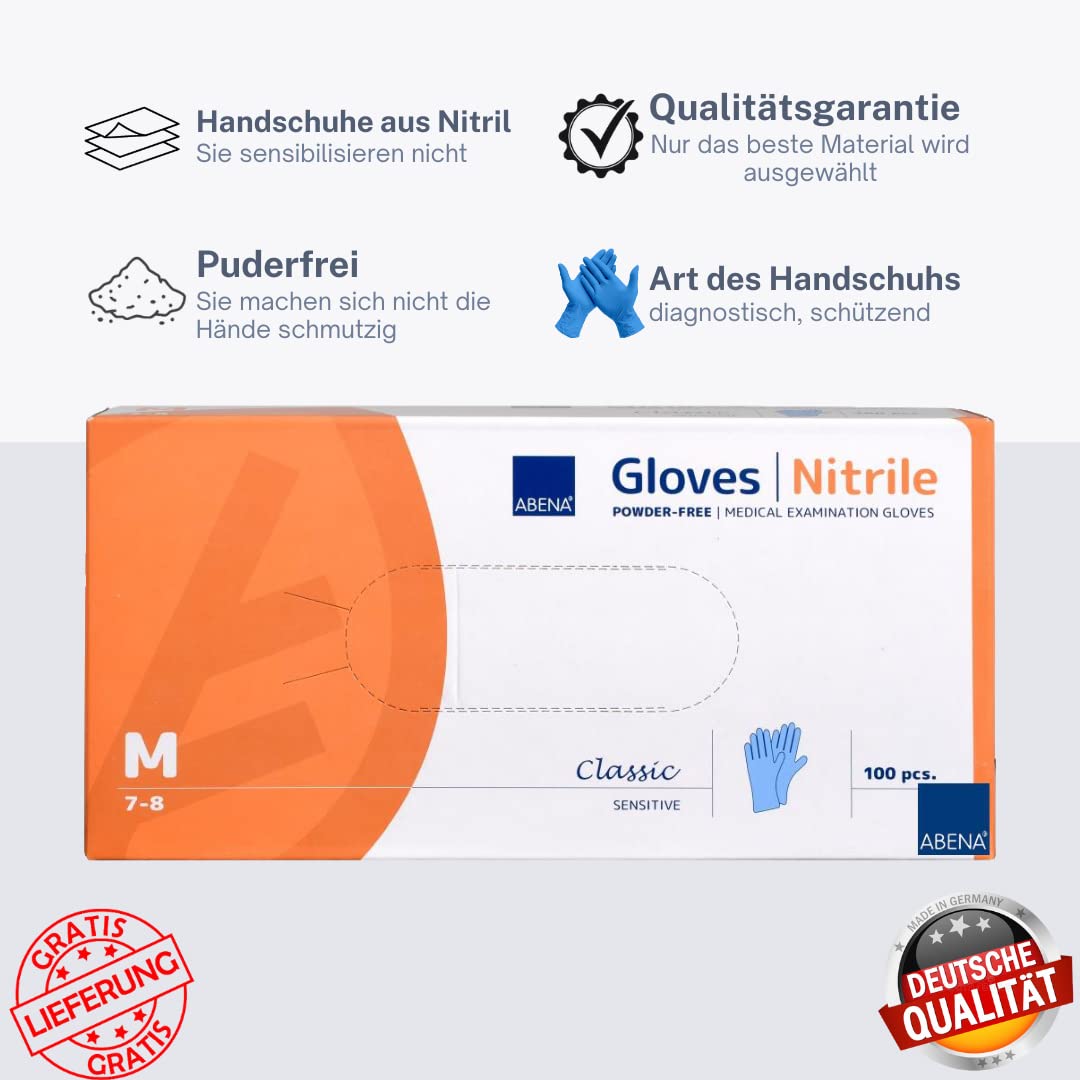 Abena B. Guantes de nitrilo Classic Sensitive Azul 10 x 100 unidades