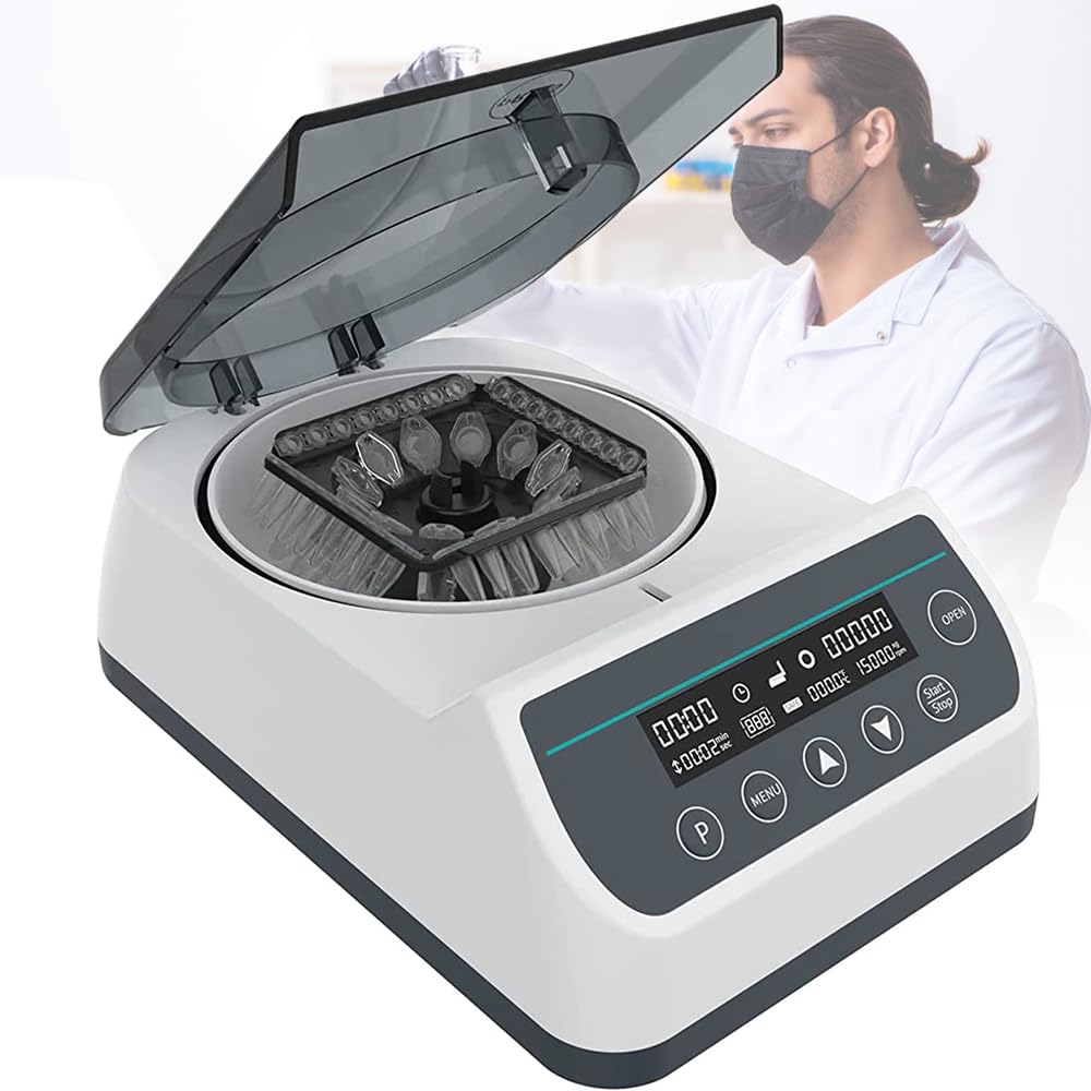 Centrífuga de alta velocidad, microcentrífuga de 1000-12000 RPM para tubos de 0,2/0,5/1,5/2 ml, rotor 3 en 1, fuerza centrífuga 9660xg, temporizador de 30s-59min50s, para laboratorio e investigación