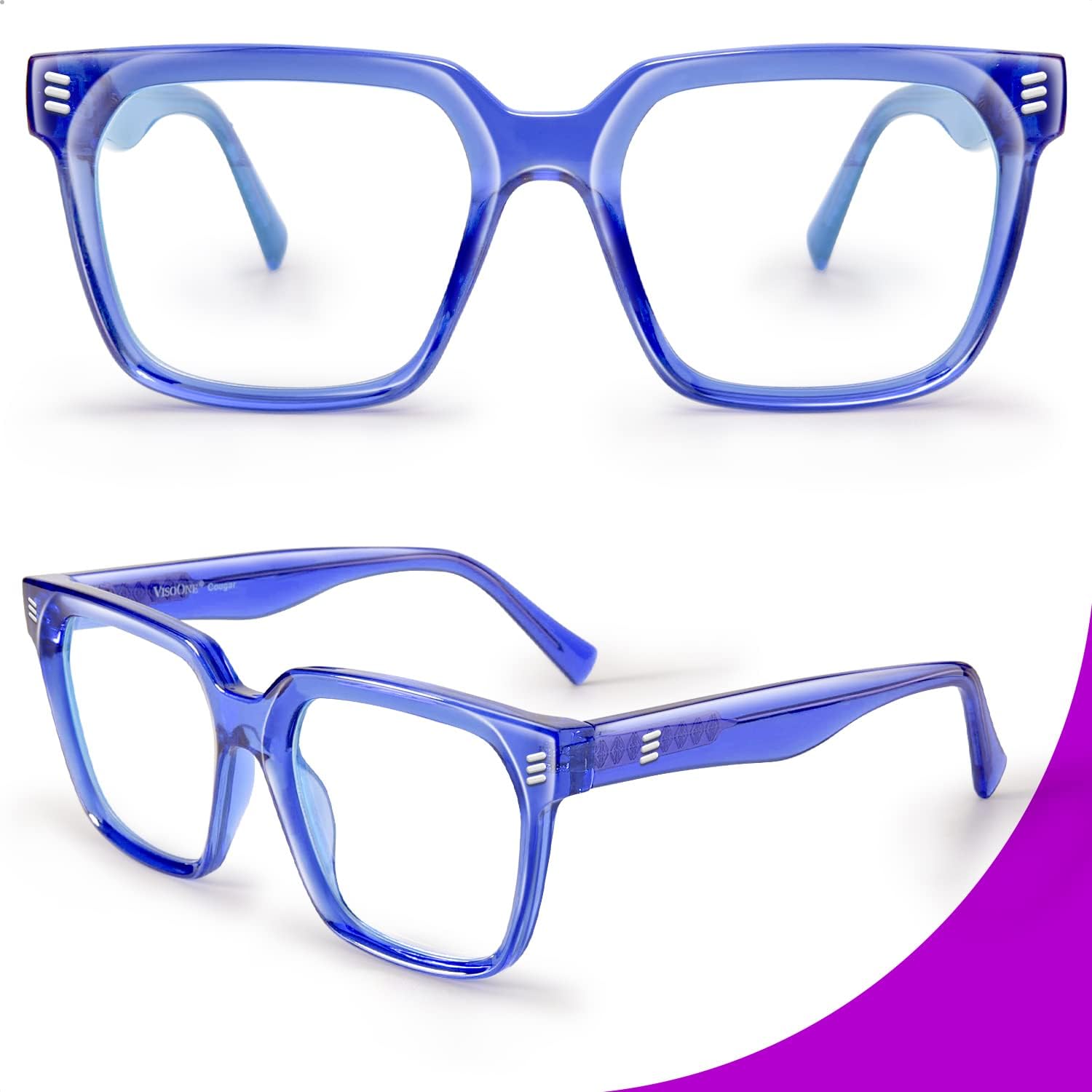 VISOONE Rectangle TR90 Blue Light Blocking Glasses Computer Eyewear with Preppy Look for Women and Men Cougar - Image 4