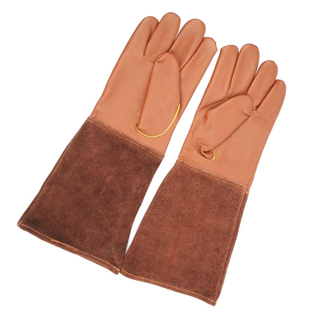 Guantes de Trabajo, un par de Cuero Trabajo Estirable muñeca Dura Masa de Vaca funcionando - marrón, m (Color : Brown, Size : S)