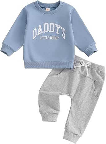 FOCUSNORM Toddler Baby Boy Fall Outfit Mamas Boy Letter Embroidery Sweatshirt Top Elastic Pants Set Cute 2pcs Winter Clothes