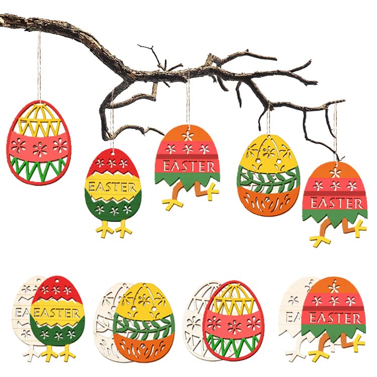 Yotako 67 pezzi Pasqua fai da te per bambini, ciondoli in legno di Pasqua da dipingere, set fai da te Pasqua con pennello, tavolozza di colori, decorazione fai da te