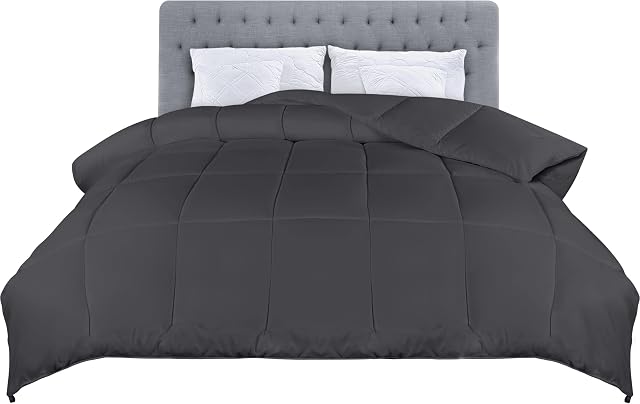 Utopia Bedding Lightweight 4.5 Tog Duvet with Corner Tabs - Microfiber Soft Summer Duvet - Box Stitched Down Alternative Quilt (4.5 Tog - Single, Grey)