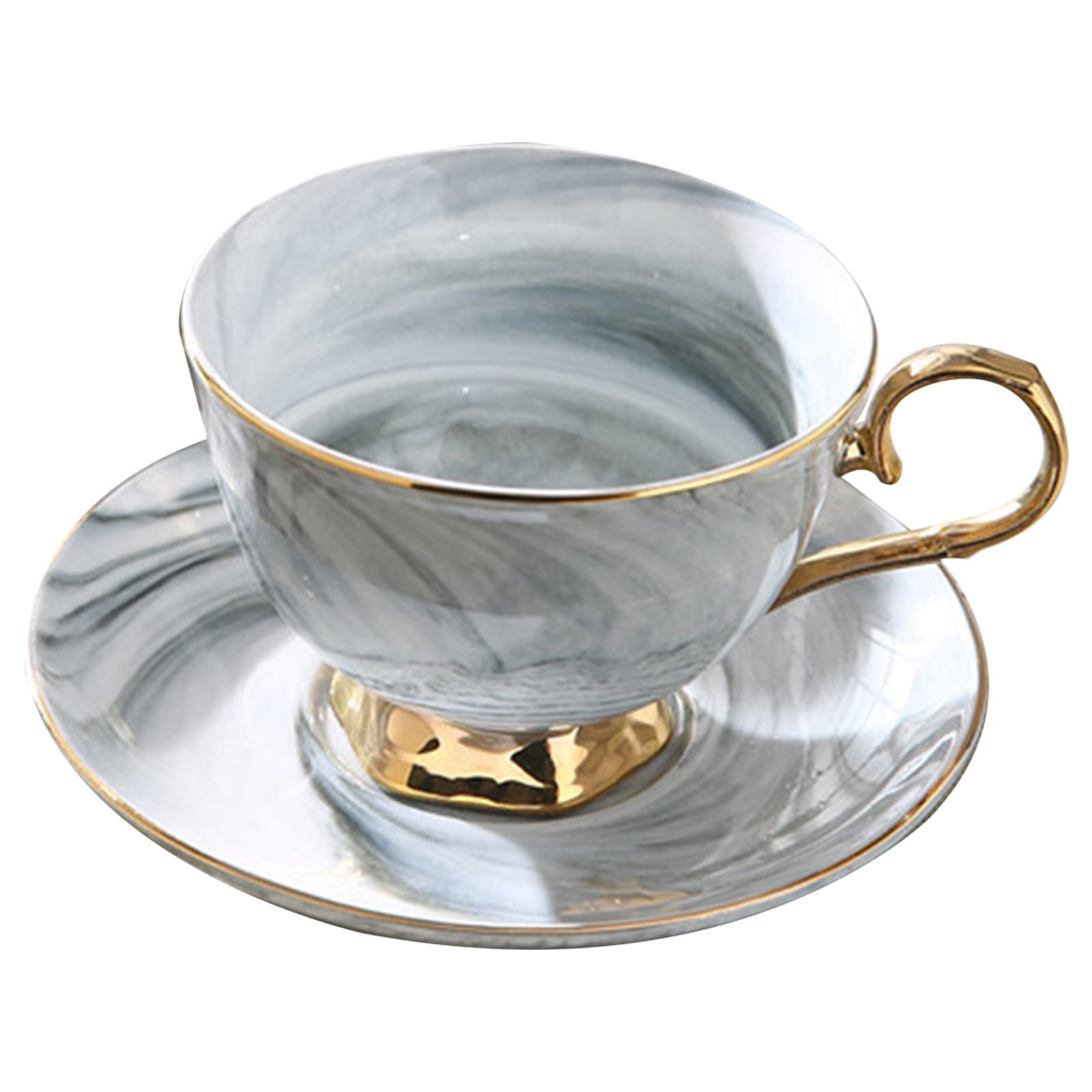 TOYANDONA Ensemble Tasse à Café en Céramique 250ml avec Soucoupe Motif Marbre Style Nordique, pour Café, Thé ou Boissons Chaudes