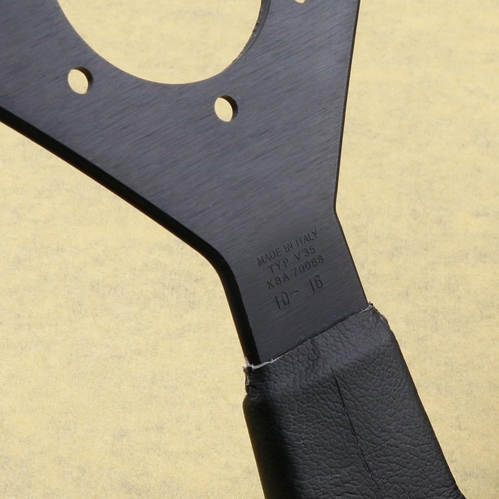 Volanti Auto Volante sportivo Drift in vera pelle nera da 14 pollici(Red Stitching)