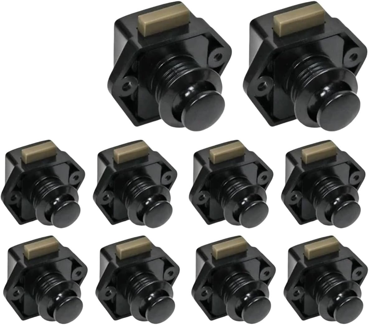 10PCS Camper Car Push Lock 20mm RV Caravan Boat Motor Home Cabinet Drawer Latch Button Locks Compatible for Furniture Hardware(Small Black)