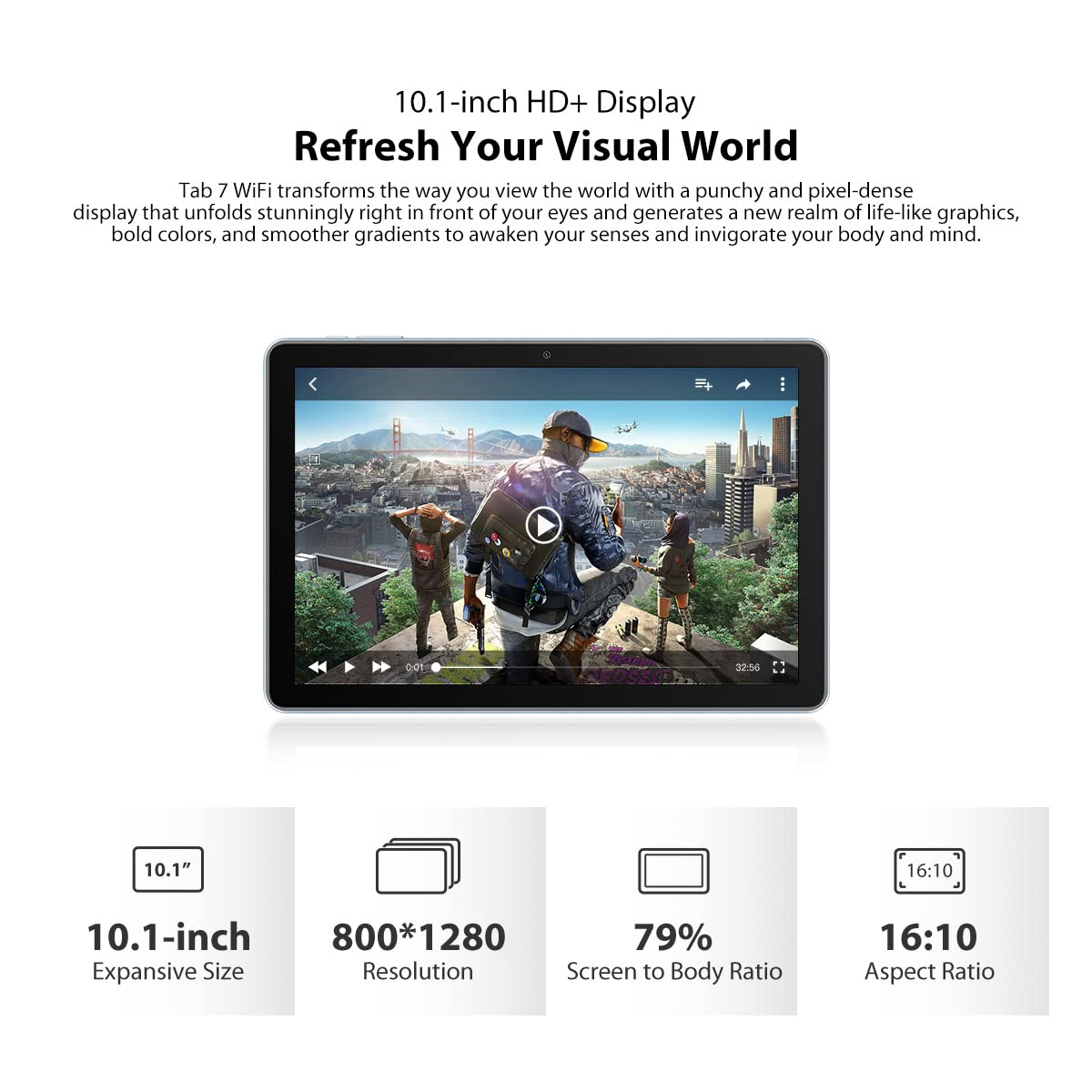 Blackview Tab 7, Tablet Android 12 10,1'' HD+ IPS Display, Quad