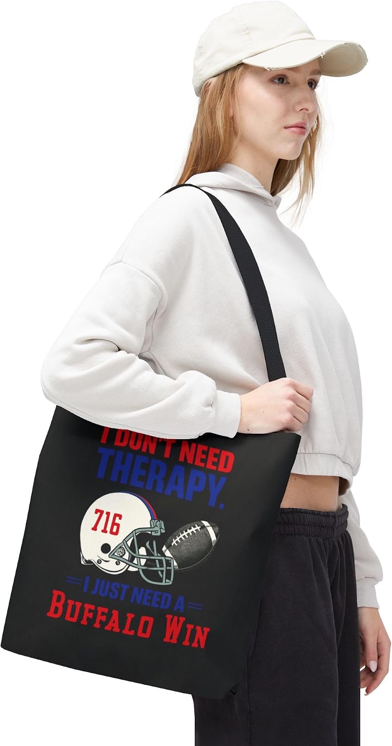 Buffalo Football Tote Bag, Reusable Canvas Funny Game Day Bag, Buffalo Fan Gift for Women & Men