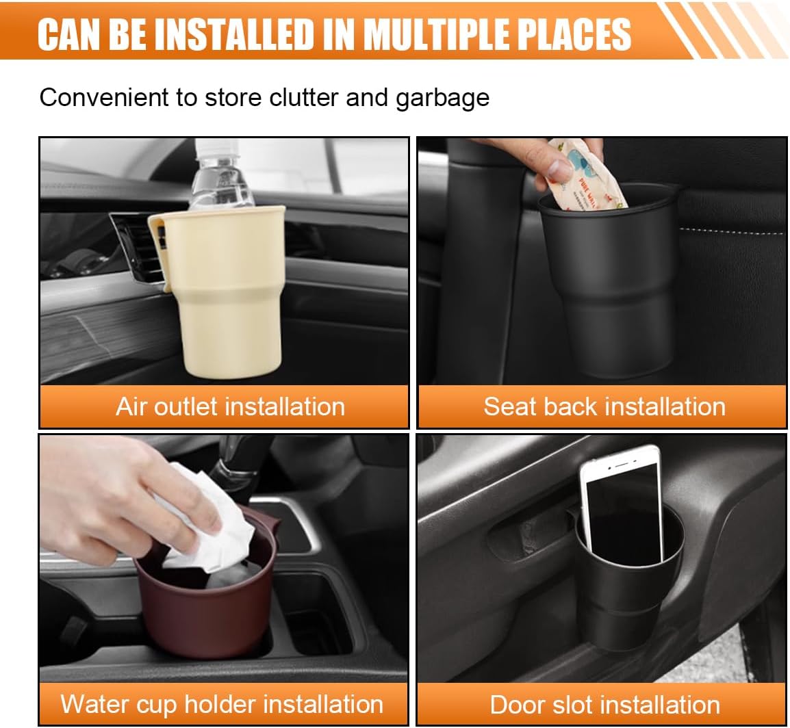 Hanging Car Cup Holder, Multi-Function Cup Holder Organizer with Air Vent Clip, Auto Window Door Drink Holder for Cellphone Pen Coffee Key Bottle (Black 1)