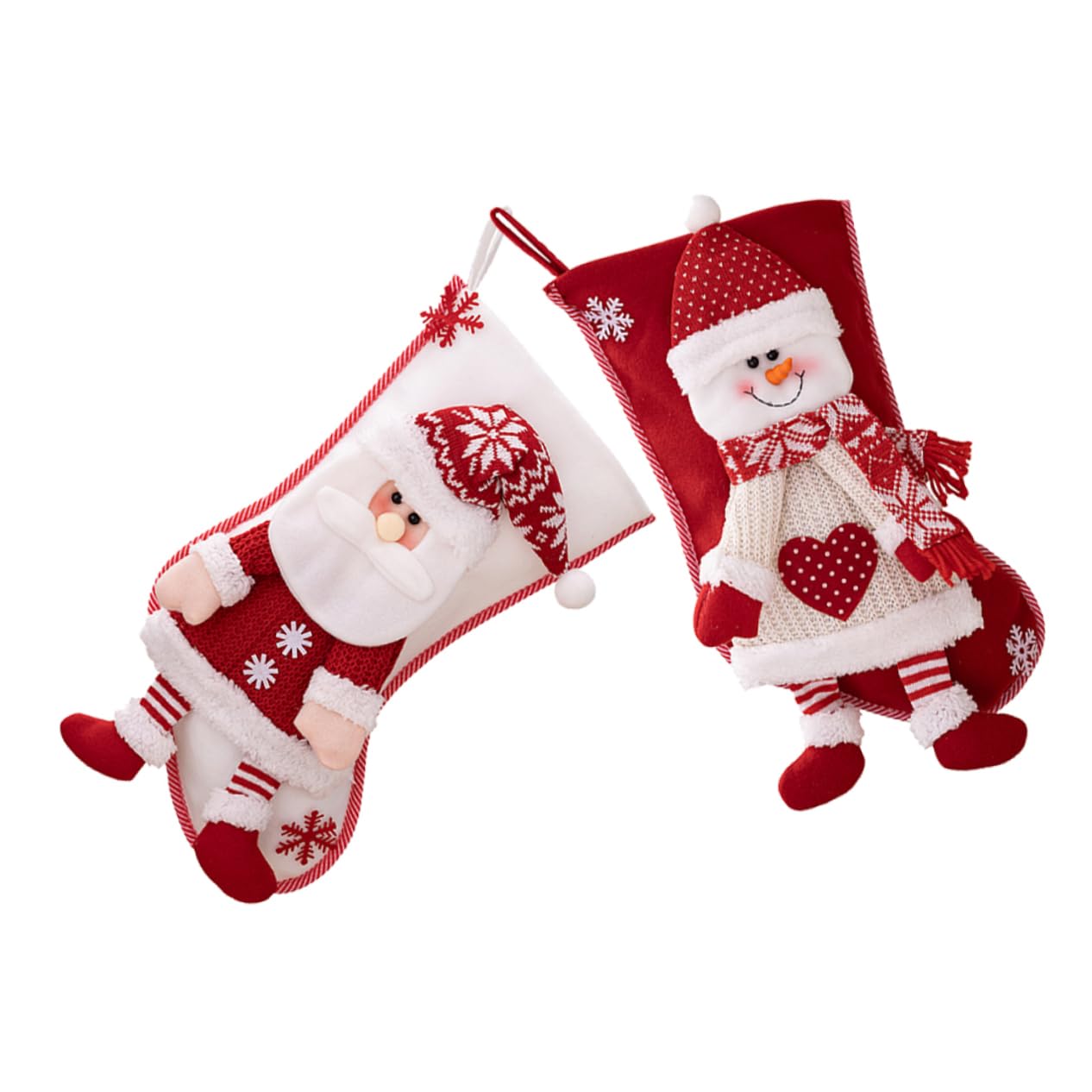 LABRIMP 2pezzi Calze di Natale Decorative Calzini Natalizi da Appendere Calza della Befana Classica di Calze per Albero di Natale Sacchetto Regalo