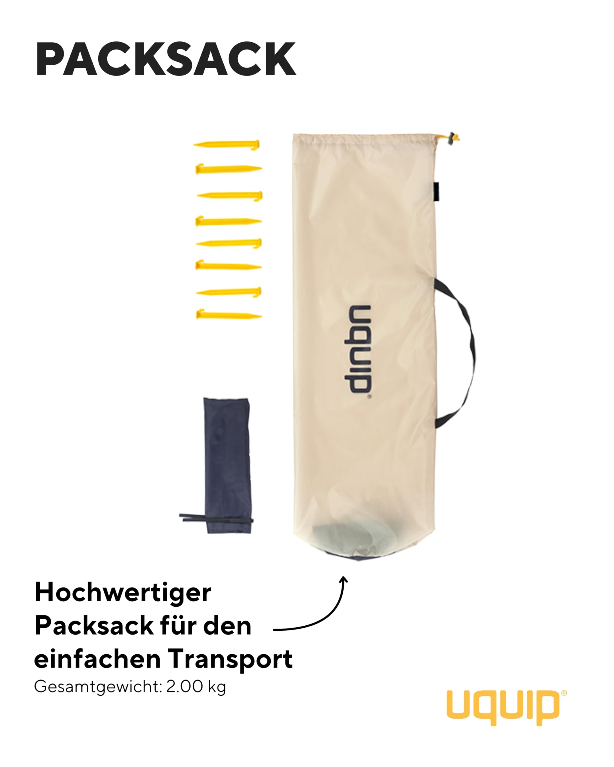 Uquip Strandmuschel Buzzy boulder 150 x 110 x 215 cm UPF 50+ Strandzelt Schutz vor Sonne Wind Regen tragbares Beach Zelt Quick-Up System
