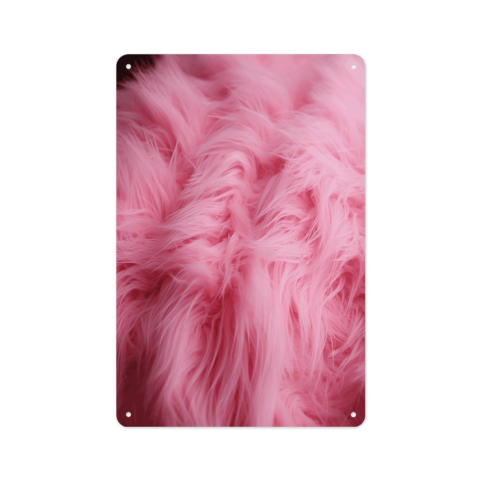 Fekiloot Style Pink Fluffy Fur Pattern Wall Decor Metal Signs Tin Signs Poster