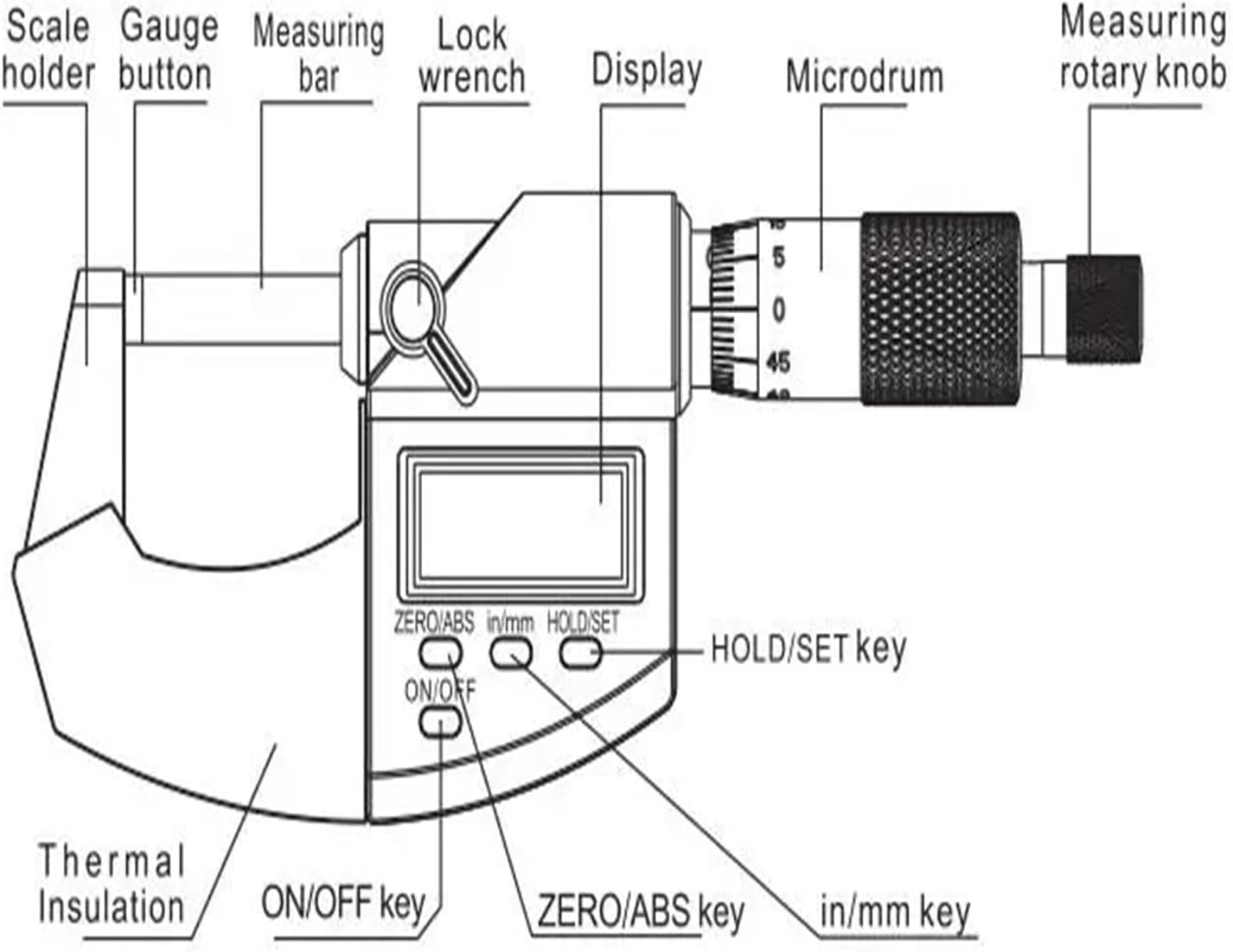 Digital Micrometer 0.001 mm 0-25mm Electronic Outside Micrometer with Scale Line Micrometer Gauge Measuring Tool