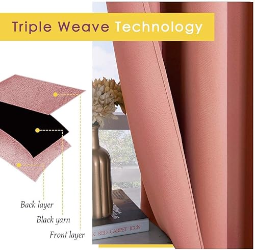 Miniatura 3 de Room Darkening Curtain Thermal Insulated Curtain for Bedroom Window Treatment Grommet Curtain Panel Drapes for Bedroom & Living Room { Set of 2
