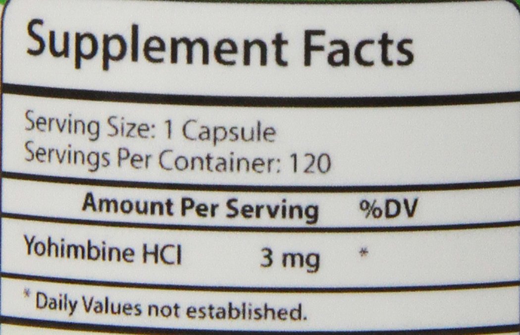 Yohimbine HCl Dietary Supplement, 120 Count — Amazon image 4