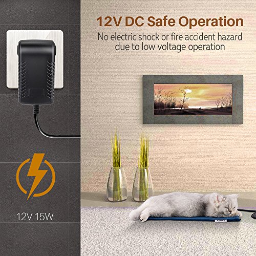 CISNO Pet Heating Pad, Electric Warmer Thermal Heated Mat for Dogs Cats Chew Resistant Cord with 2 Covers, Indoor Use, 15 Watts