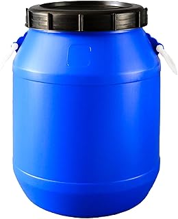 25-60L Heavy-Duty Plastic Barrel With Airtight Screw Lid & Handles, Food Grade HDPE Fermentation Container For Grains, Water Storage Barrel Household/Factory/Commercial Use(Blue,25L)
