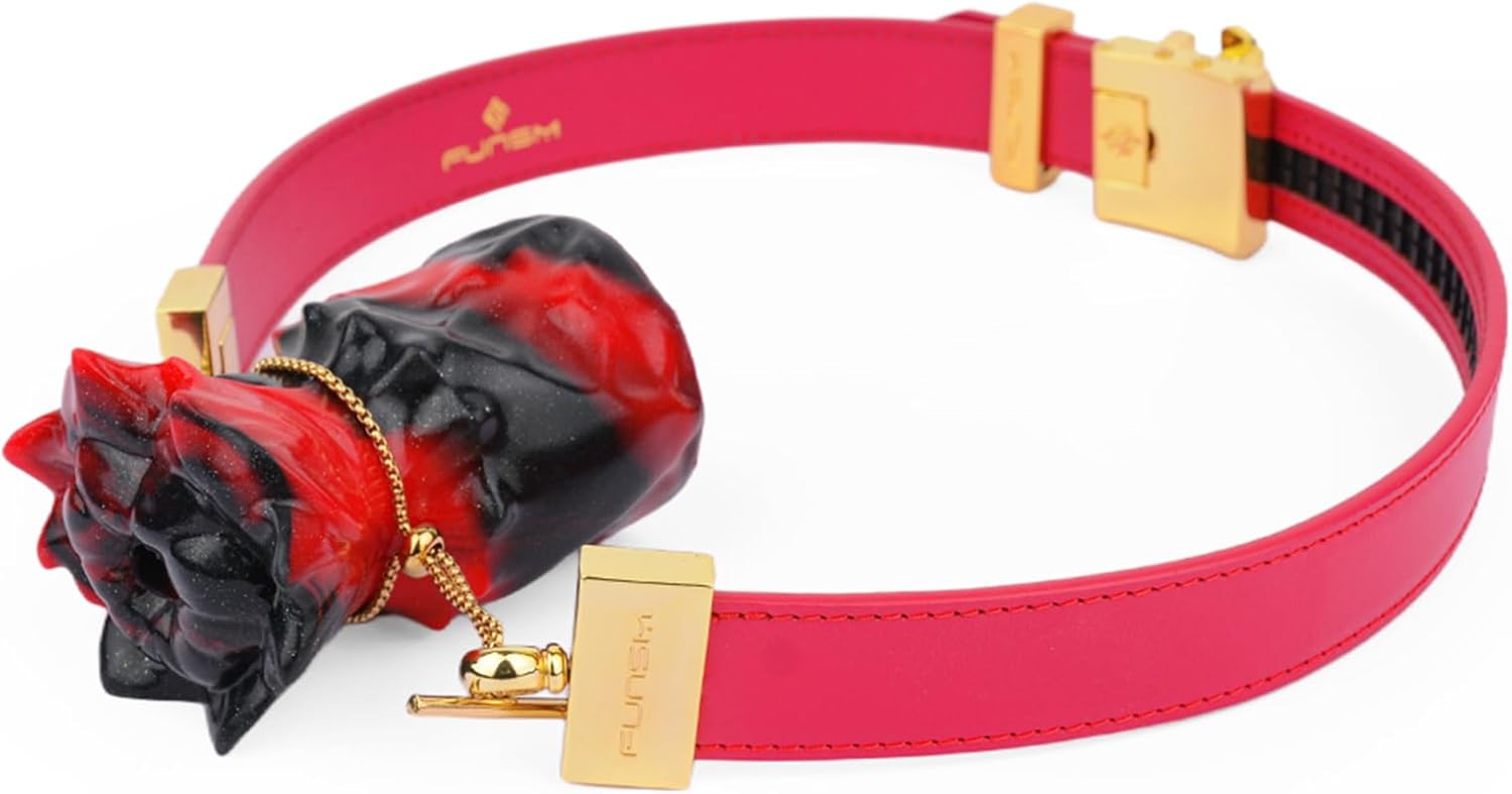 Head Harness Silicone Gag Breathable Bondage BDSM Gags with Bell - Adjustable Strap on Restraint Gags Leather Bondage Toys Breathable Gag Adult Sex Toy (Pink)