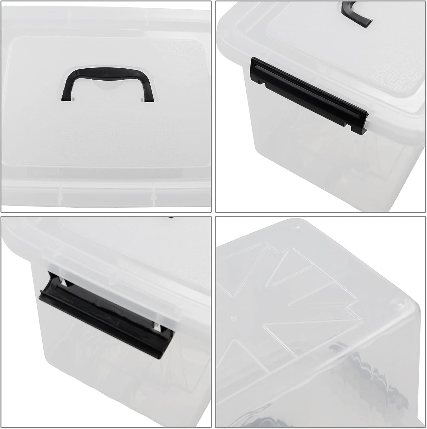 Zopnny 6-Pack 12 Quart Latch Box, Stackable Organizer Bins with Latching Lids, Clear Plastic Organization Containers for Closet, Bedroom, Shelving Units and Everyday Home Storage