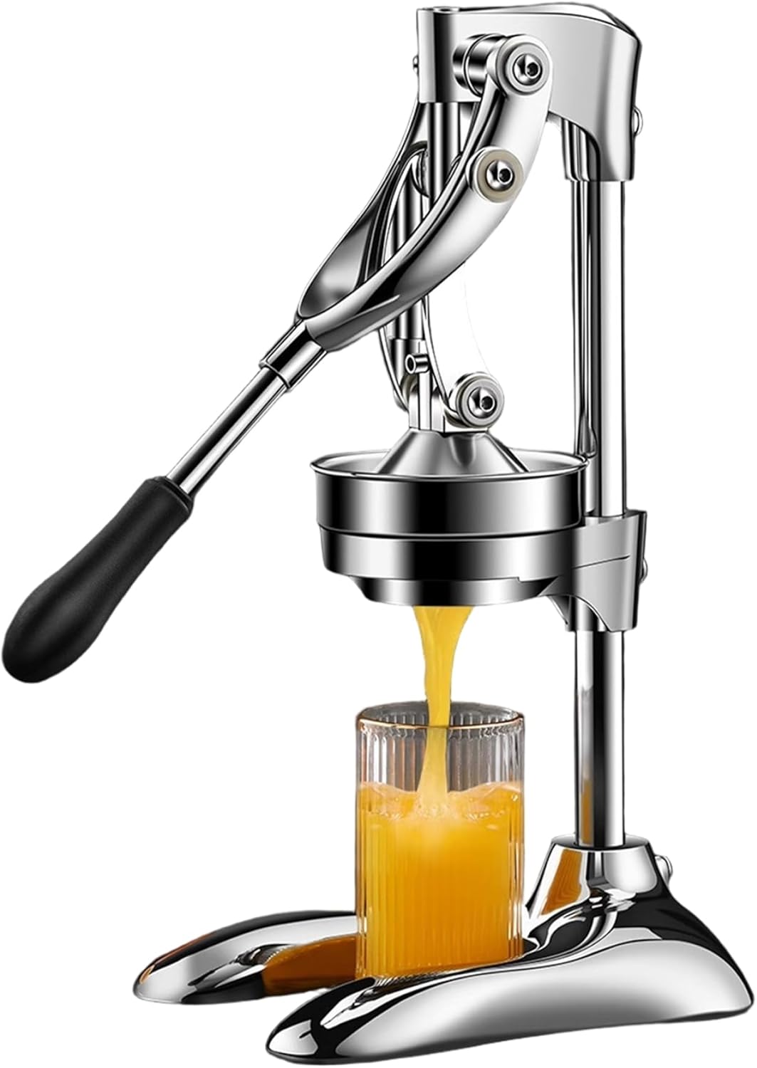 Manual Juicer Hand Press 304 Stainless Steel Fruit Press Efficient Juice Extractor with Non Slip Handle for Oranges Lemons Grapes Berries Kitchen Home