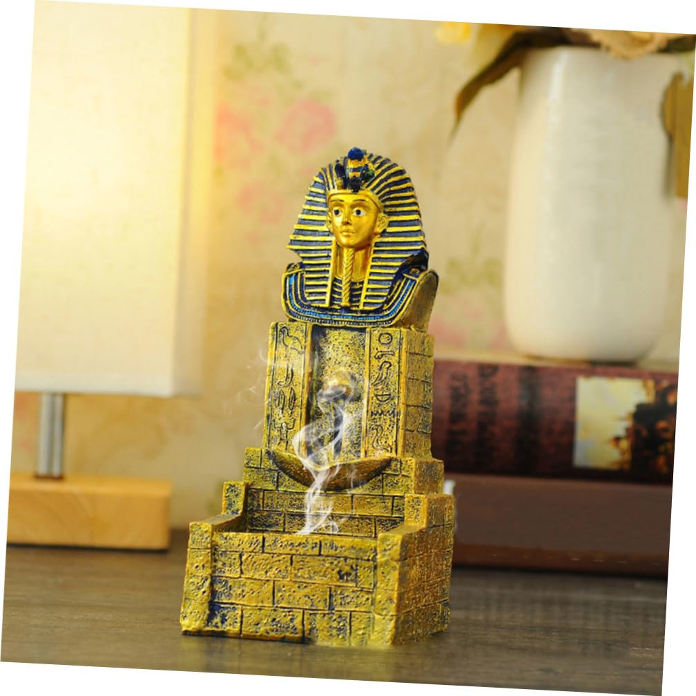 Ägyptisches Aromatherapie Funktion Goldfarben Räuchergefäß aus Kunstharz Rückfluss mit Filigranem Detaildesign für Meditationszimmer und Arbeitszimmer
