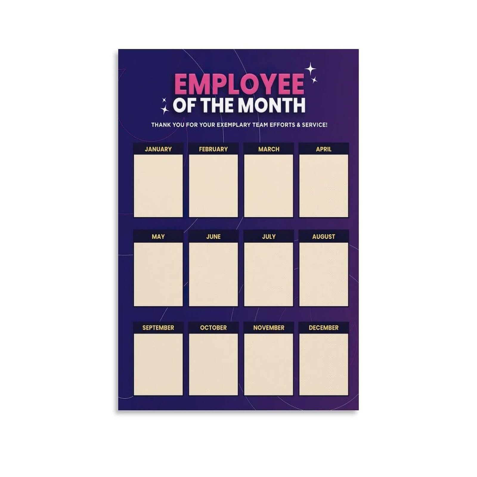 RNUMLIGH Office Incentive Wall-Art: Employee of the Month Appreciation and Recognition Poster(Unframed,08x12inch(20x30cm))