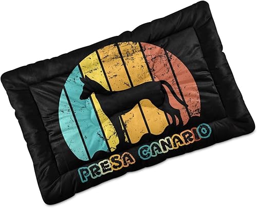 Presa-Canario-Vintage-Sunset-Texture Washable Small Medium Dog Beds for Small Dogs, Warm Dog Crate Bed with Non-Slip Bottom for Dog Crate